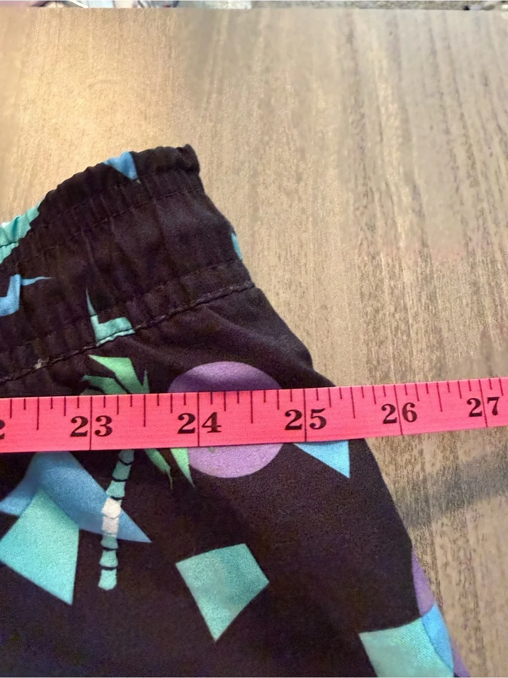 No Boundaries Black Swim Trunks with Teal, Purple & Pink Retro Print